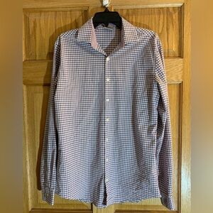 Kenneth Cole Reaction Slim Fit Shirt Purple Plaid Check - Men’s 15 1/2 34/35 Med
